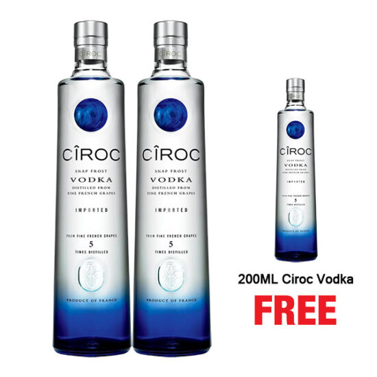 Ciroc Vodka 1L x 2 Bottles + Ciroc 200ML Free