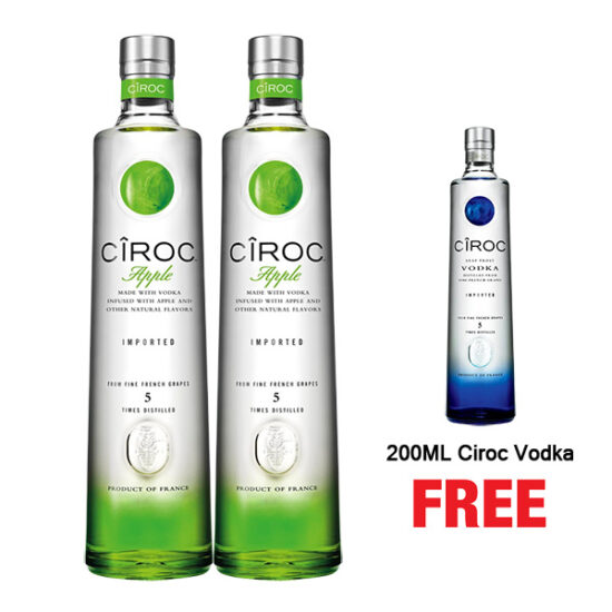 Ciroc Vodka Apple 1L x 2 Bottles + Ciroc 200ML Free