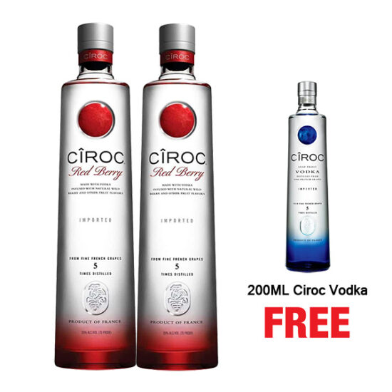 Ciroc Vodka Red Berry 1L x 2 Bottles + Ciroc 200ML Free